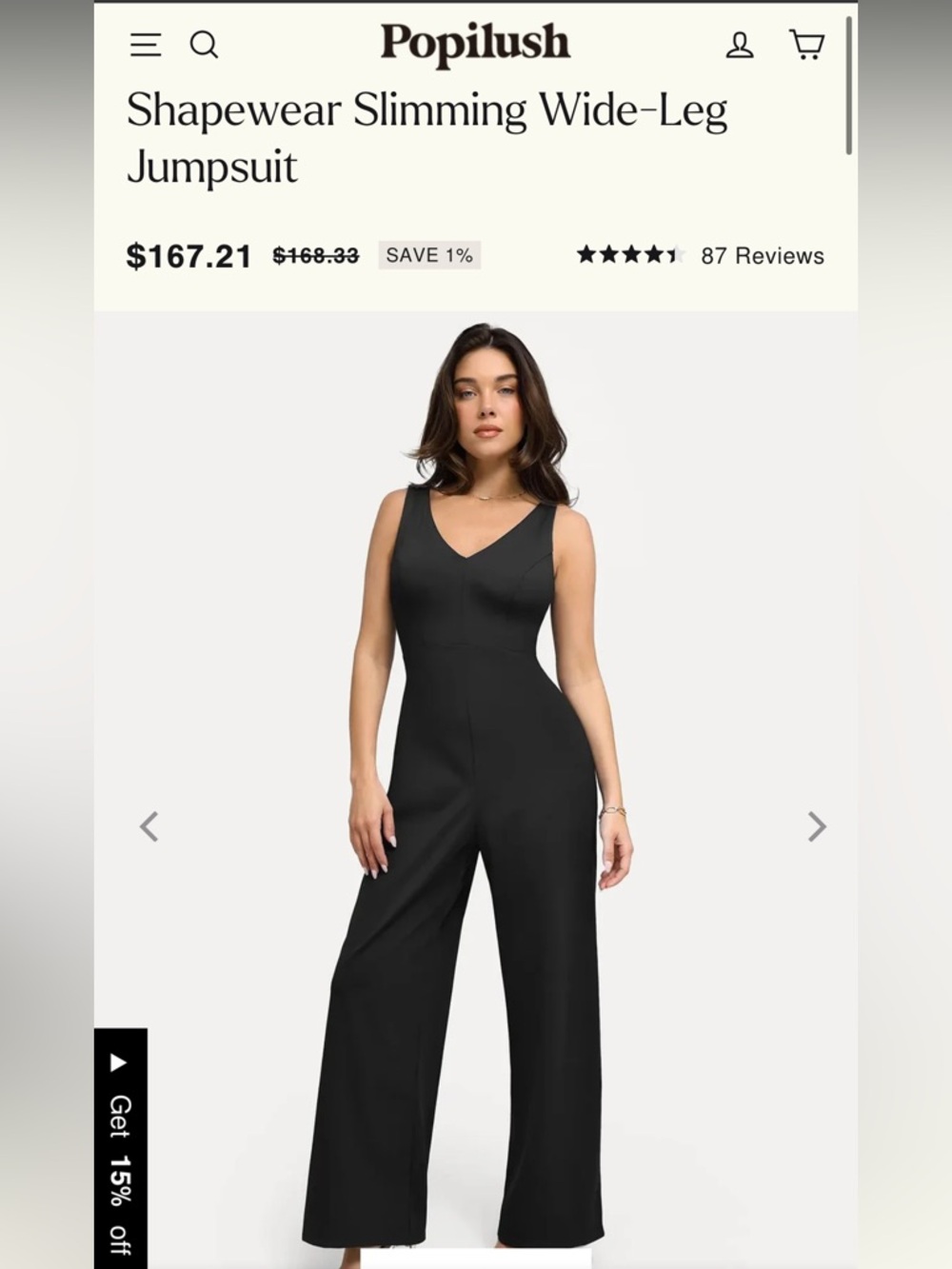 Popilush Black Shapewear Slimming Wide-Leg Jumpsuit